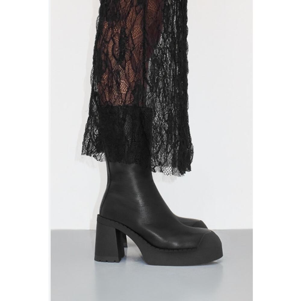 Miista Black Platform Block Heel Boots